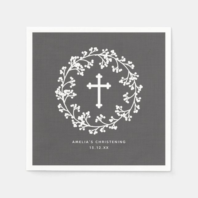 Baby's-breath Christening Napkin (Front)