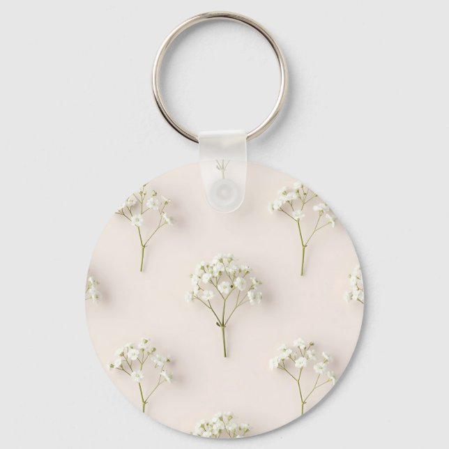 Baby's Breath Delicate Neutral Pattern Key Ring (Front)