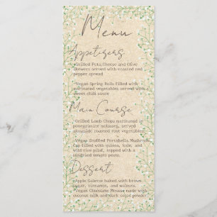 Baby's Breath Elegant Floral Rustic Boho Wedding Menu