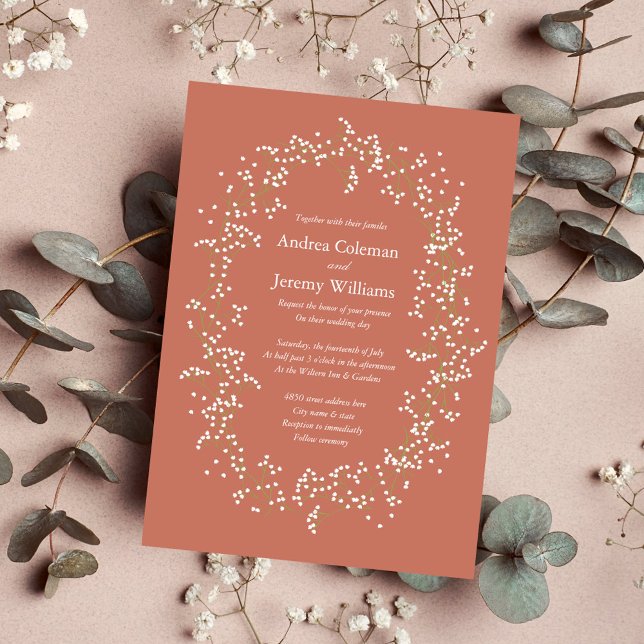 Baby's Breath Elegant Rustic Terracotta Wedding Invitation (Creator Uploaded)