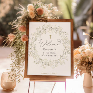 Baby's Breath First Communion Welcome Poster