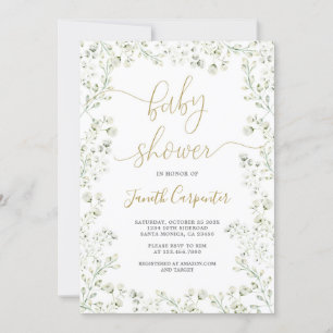 Baby's Breath Floral Baby Shower Invitation