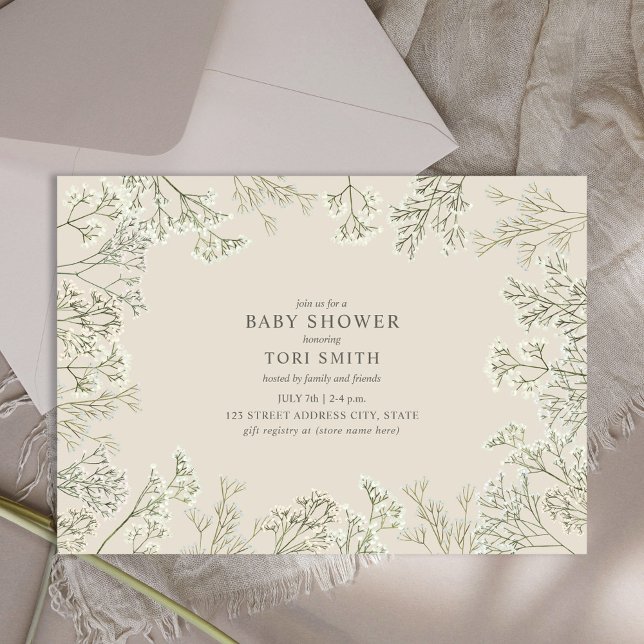 Baby's Breath Floral Baby Shower Invitation (Creator Uploaded)