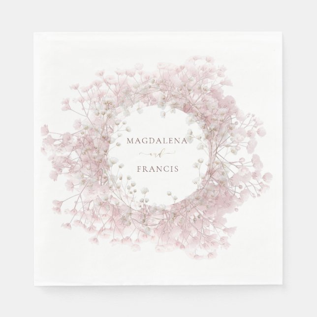 baby's breath floral frame wedding napkin (Front)