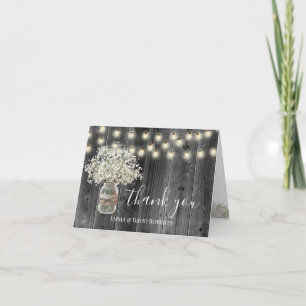 Baby's Breath Floral Jar Vintage Wedding Thank You Card