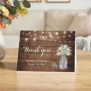 Baby's Breath Floral Mason Jar Lights Thank You