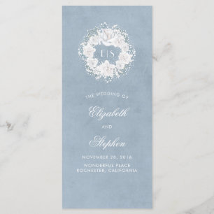 Baby's Breath Floral Monogram Dusty Blue Programs Programme