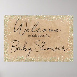 Baby's Breath Floral Rustic Baby Shower Welcome Poster
