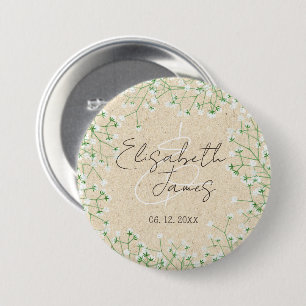 Baby's Breath Floral Rustic Boho Farmhouse Wedding 7.5 Cm Round Badge