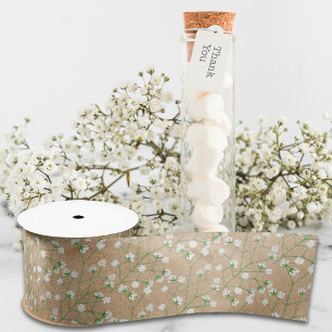    Baby's Breath Flowers Boho Chic Baptism Wedding Satin Ribbon