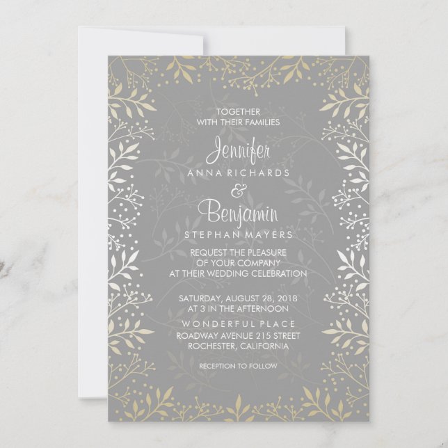 Baby's Breath Foil (faux) Wedding Invitation (Front)