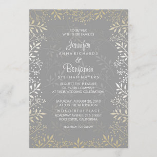 Baby's Breath Foil (faux) Wedding Invitation