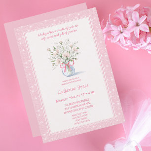 Baby's Breath Glitter Baby Shower    Invitation