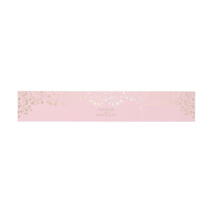 Baby's Breath Gold and Pink Wedding Invitation Belly Band