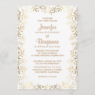 Baby's Breath Gold and White Wedding Invitation