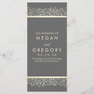 Baby's Breath Gold Floral Wedding Programs Programme