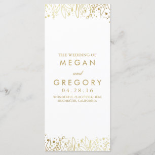 Baby's Breath Gold Floral Wedding Programs Programme
