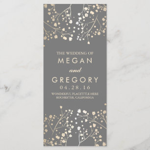 Baby's Breath Gold Foil Effect Wedding Programs Programme