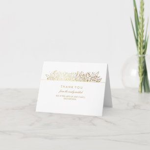Baby's Breath Gold Foil Florals Wedding Thank You Card