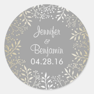Baby's Breath Gold Foil Wedding Classic Round Sticker