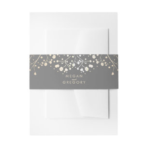 Baby's Breath Gold Foil Wedding Invitation Belly Band