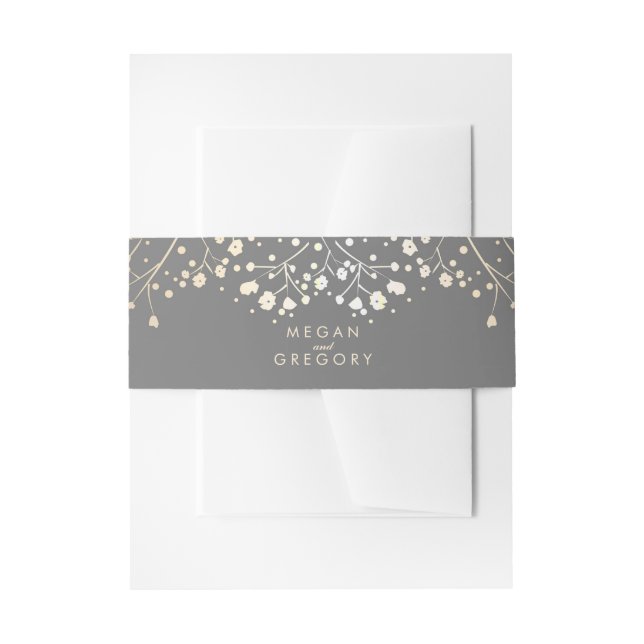 Baby's Breath Gold Foil Wedding Invitation Belly Band (Front Example)