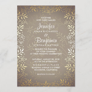 Baby's Breath Gold Wedding Invitation