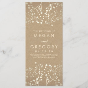 Baby's Breath Gold Wedding Programs Programme