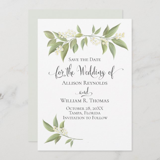 Baby's Breath Greenery Botanical Floral  Save The Date (Front/Back)