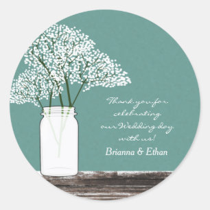 Baby's Breath in Mason Jar Rustic Stickers