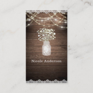 Baby's Breath & Lights Rustic Wedding Elegant Business Card