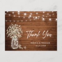 Baby's Breath Mason Jar Lights Rustic Thank You