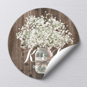 Baby's Breath Mason Jar Rustic Barn Wedding Seal