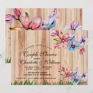 Baby's Breath Mason Jar Rustic Couple Shower Invit Invitation