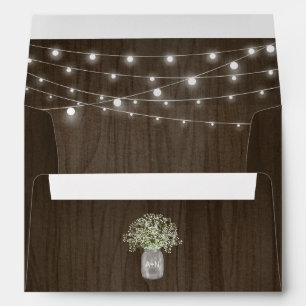 Babys Breath Mason Jar Rustic Fairy Lights Wedding Envelope