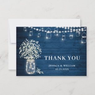 Baby's Breath Mason Jar Rustic Watercolor Thank You Card