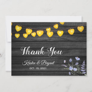Baby's Breath Mason Jar String Lights Wedding Than Thank You Card