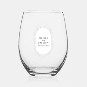 Baby's Breath Monogram Gypsophila Floral Wedding Stemless Wine Glass
