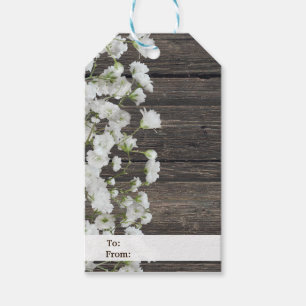 Baby's Breath on Rustic Wood Country Wedding Gift Tags