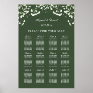 Baby's Breath on Sage Green Wedding Seating Chart