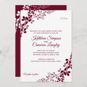 Baby's Breath or Vines Wedding Invites   Marsala