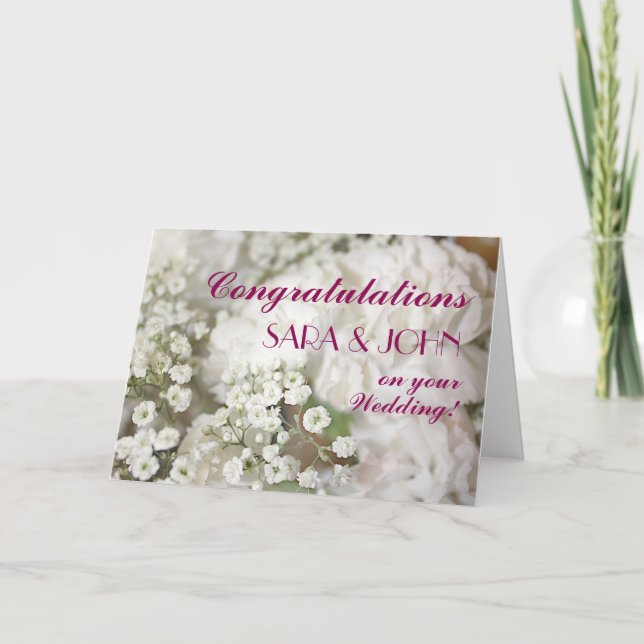 Baby's Breath Personalised Wedding Congratulations Card (Front)