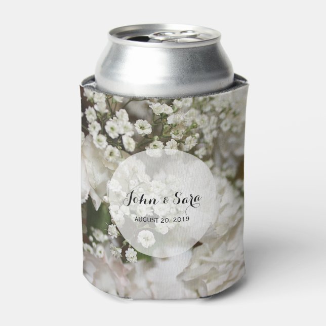 Baby's Breath Photo, Personalised Wedding Can Cooler (Can Front)