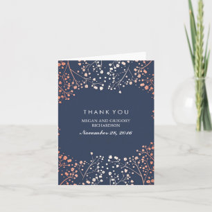 Baby's Breath Rose Gold Effect Wedding Thank You Card
