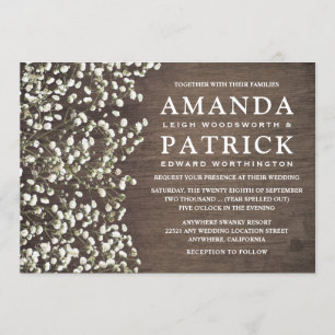 Baby's Breath Rustic Barn Wood Wedding Invitations