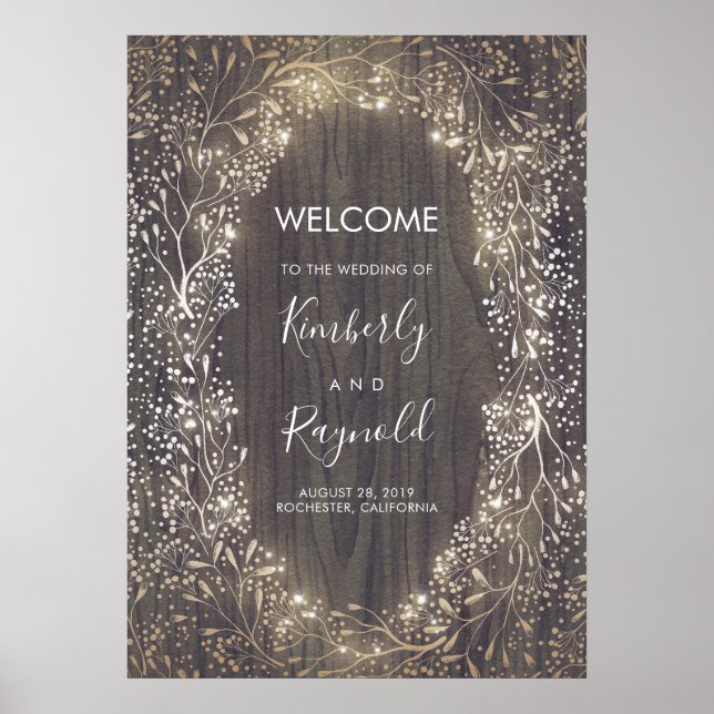 Baby's Breath Rustic Floral Wedding Welcome Sign (Front)