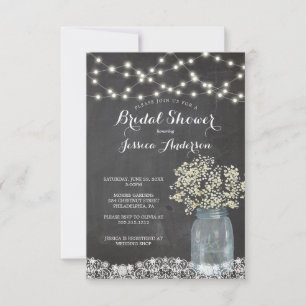 Baby's Breath Rustic Mason Jar Bridal Shower Invit Invitation