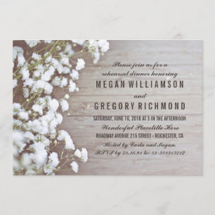 Baby's Breath Rustic Rehearsal Dinner Invitation