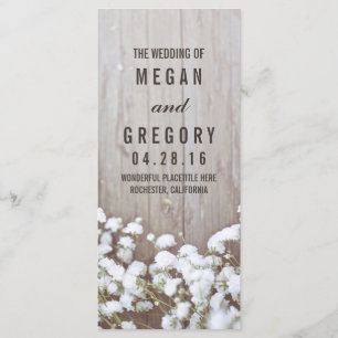 Baby's Breath Rustic Wedding Programs Programme
