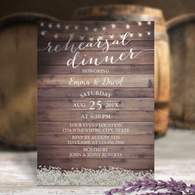 Baby's Breath Rustic Wedding Rehearsal Dinner Invitation (Creator Uploaded)